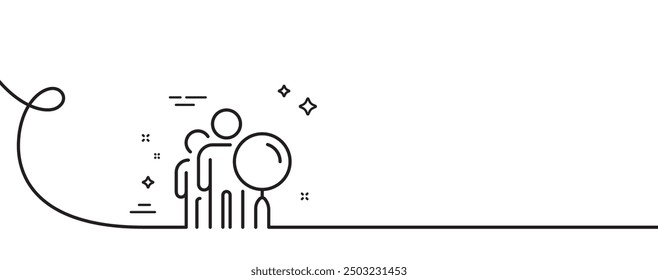 Symbol für die Personenzeile suchen. Endlos eine Linie mit Locke. Mitarbeiterzeichen suchen. Vergrößern Sie das Glas. Durchsuchen Sie die einzelne Umrissleiste von Personen. Schleifenverlaufsmuster. Vektorgrafik