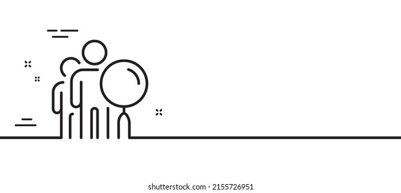 Search People Line Icon. Find Employee Sign. Magnify Glass. Minimal Line Illustration Background. Search People Line Icon Pattern Banner. White Web Template Concept. Vector