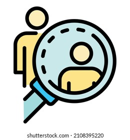 Search people sociology icon. Outline search people sociology vector icon color flat isolated