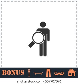 Search person icon flat. Simple vector symbol and bonus icon