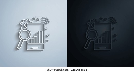 Search, phone, growth, call paper icon with shadow effect vector illuistration design