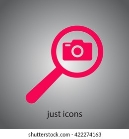 search photo camera vector icon