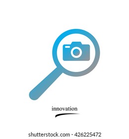 search photo camera vector icon