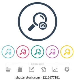 Search photo flat color icons in round outlines. 6 bonus icons included.