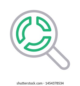 search pie chart colour line vector icon