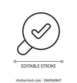 Search pixel perfect linear icon. Finding different data using keywords. Help user to navigate. Thin line customizable illustration. Contour symbol. Vector isolated outline drawing. Editable stroke