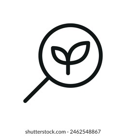 Search plant isolated icon, biotechnology research vector symbol with editable stroke
