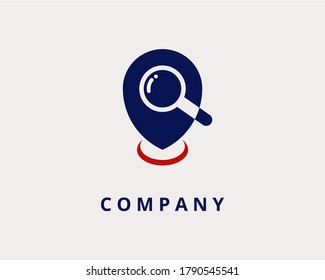 Logotipo de punto de búsqueda, vector de ubicación de búsqueda