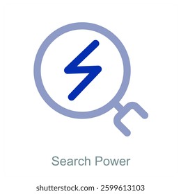 Search Power and find icon concept