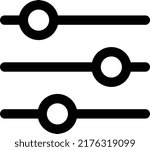 Search preferences or control filter sliders line art vector icon for apps and websites