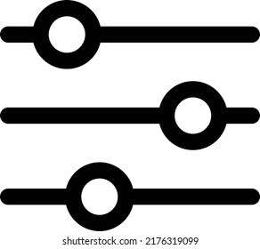 Search preferences or control filter sliders line art vector icon for apps and websites
