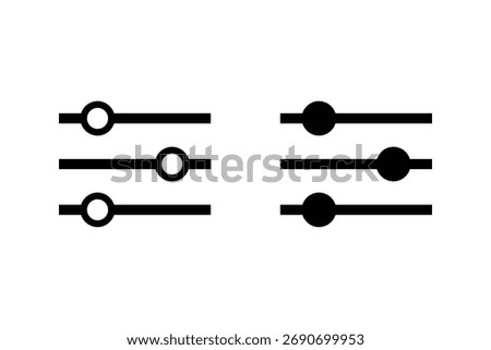 Search preferences or control filter sliders line art vector icon for apps and websites