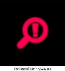 Search problem red glowing neon ui ux icon. Glowing sign logo vector