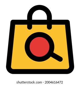Search product filled line icon from the online shop icon set section, suitable for online products buying and selling business