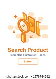 Search Product Icon. Magnifying Glass. Isometric Vector Icon - Illustration