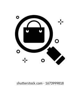 Search Product Vector illustration. Shopping and E-commerce Glyph icon. 