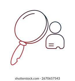 Search Profile gradient outline icon with white background vector stock illustration