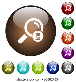 Search in progress white icons on round color glass buttons