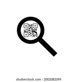 Search q code. QR code in magnifier icon
