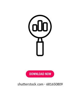 Search rating vector icon, The outlined symbol of loupe and graph. Simple, modern flat vector illustration for mobile app, website or desktop app   