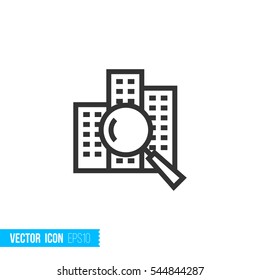 Search real estate. Real estate outline vector icon