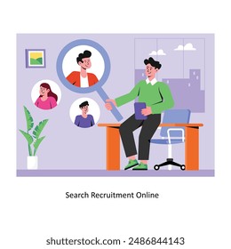 Search Recruitment Online concept flat style stock illustration with background. EPS 10 File