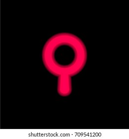 Search red glowing neon ui ux icon. Glowing sign logo vector