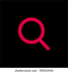 Search red glowing neon ui ux icon. Glowing sign logo vector