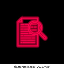 Search red glowing neon ui ux icon. Glowing sign logo vector