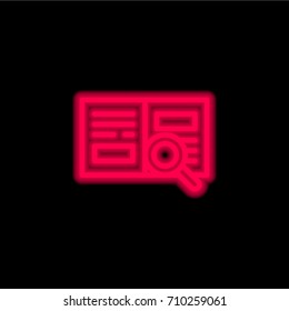 Search red glowing neon ui ux icon. Glowing sign logo vector
