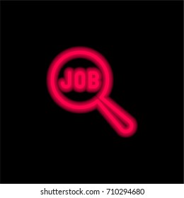 Search red glowing neon ui ux icon. Glowing sign logo vector