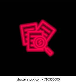 Search red glowing neon ui ux icon. Glowing sign logo vector