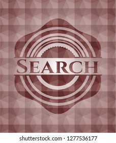 Search red seamless emblem with geometric pattern background.