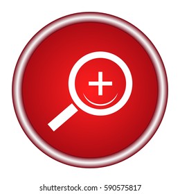 Search red web icon. Round vector icon.