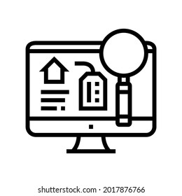 search rental properties line icon vector. search rental properties sign. isolated contour symbol black illustration