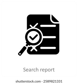 Search Report and analysis icon concept