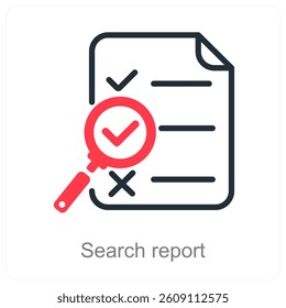 Search Report and analysis icon concept