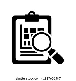 Search report icon vector illustration in solid style about marketing and growth for any projects, use for website mobile app presentation