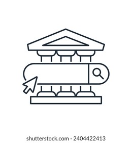 Search, request for banking information. Vector linear icon illustration isolated on white background.