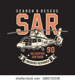 Search and Rescue Helicopter Vector Graphic,
Rescue Helicopter Graphic T-shirt 