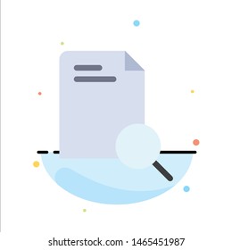 Search, Research, File, Document Abstract Flat Color Icon Template. Vector Icon Template background