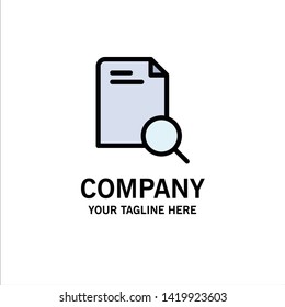 Search, Research, File, Document Business Logo Template. Flat Color