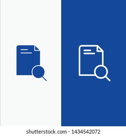 Search, Research, File, Document Line and Glyph Solid icon Blue banner Line and Glyph Solid icon Blue banner