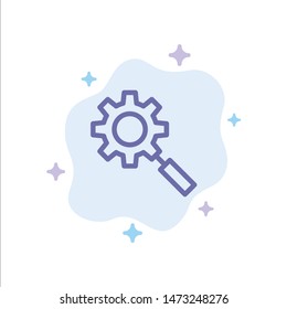 Search, Research, Gear, Setting Blue Icon on Abstract Cloud Background