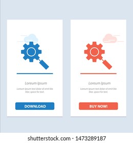 Search, Research, Gear, Setting  Blue and Red Download and Buy Now web Widget Card Template