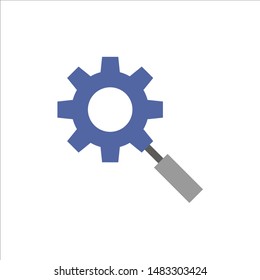 Search, Research, Gear, Setting  Flat Color Icon. Vector icon banner Template