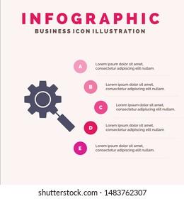 Search, Research, Gear, Setting Solid Icon Infographics 5 Steps Presentation Background