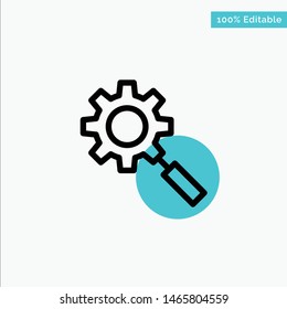 Search, Research, Gear, Setting turquoise highlight circle point Vector icon. Vector Icon Template background