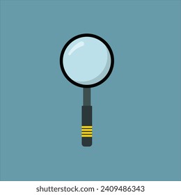 Search, research, lens, magnification. Flat illustration of cute magnifying glass cartoon style icon. Magnifying glass cartoon icon vector illustration. 