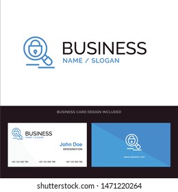 Search, Research, Lock, Internet Blue Business logo and Business Card Template. Front and Back Design. Vector Icon Template background
